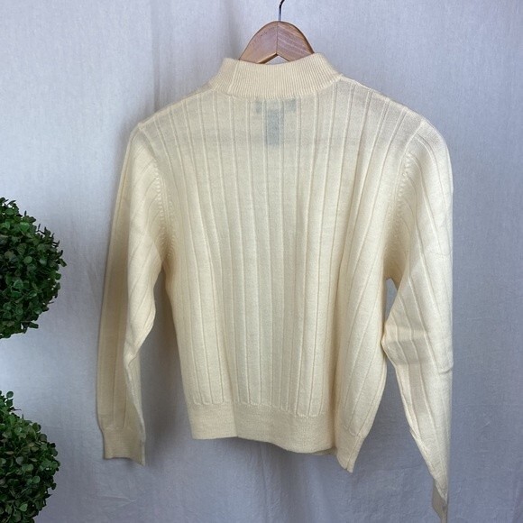 Charter Club 100% Wool Ribbed Ivory Long Sleeve Mock Turtleneck Sweater MP M - Picture 3 of 7
